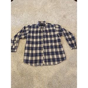 Moose Creek Men's Flannel Long sleeve Shirt Plaid Blue Button up XL